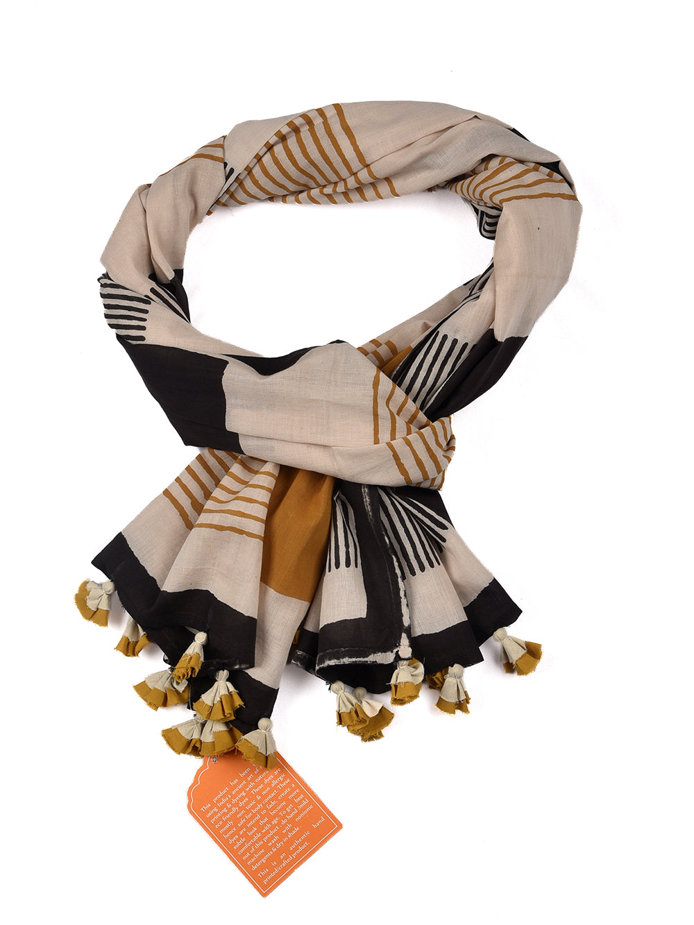 Bagru Serpentine Square Cotton Voile Block Printed Stole