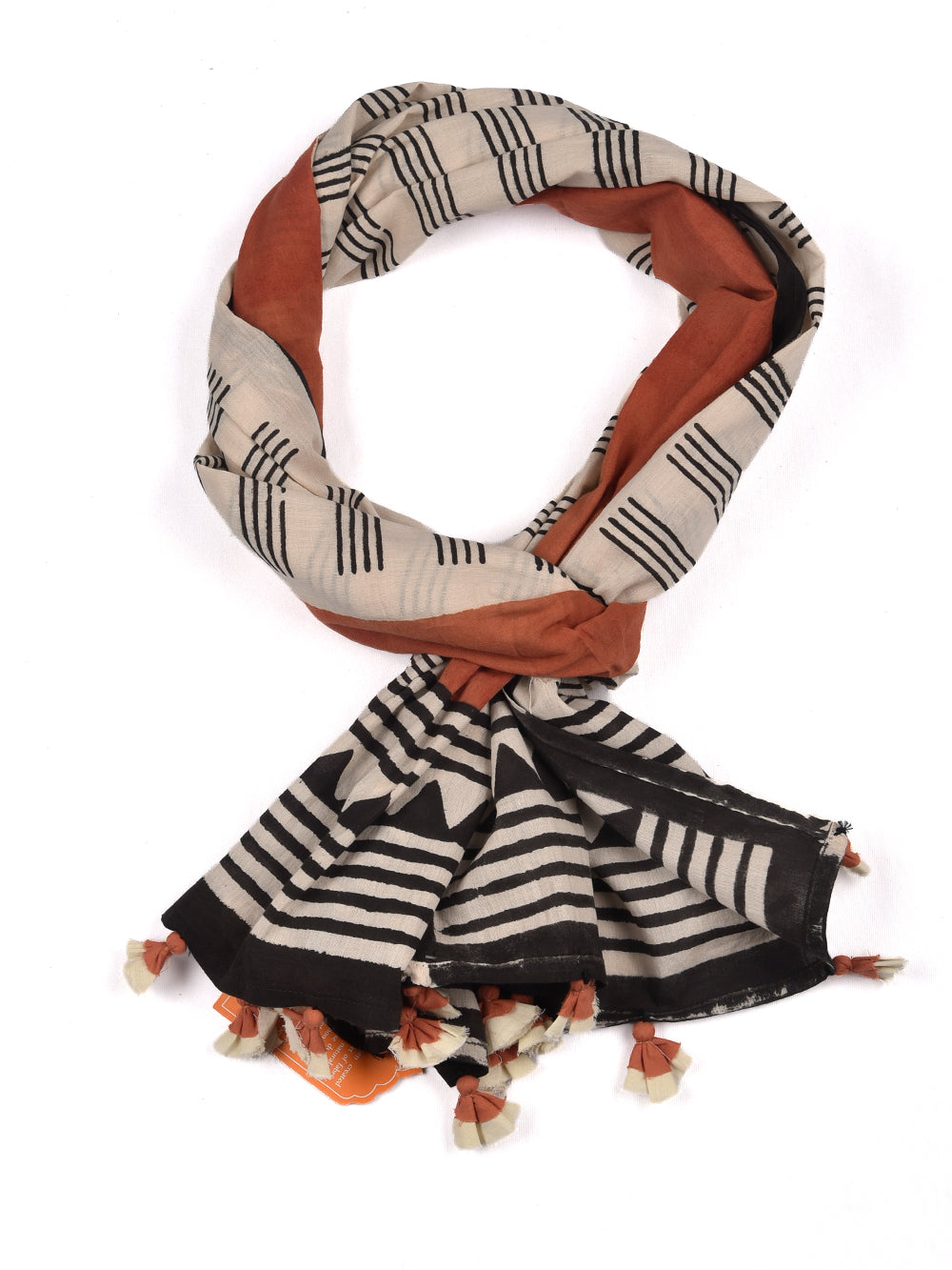 Bagru Stripes Cotton Voile Block Printed Stole