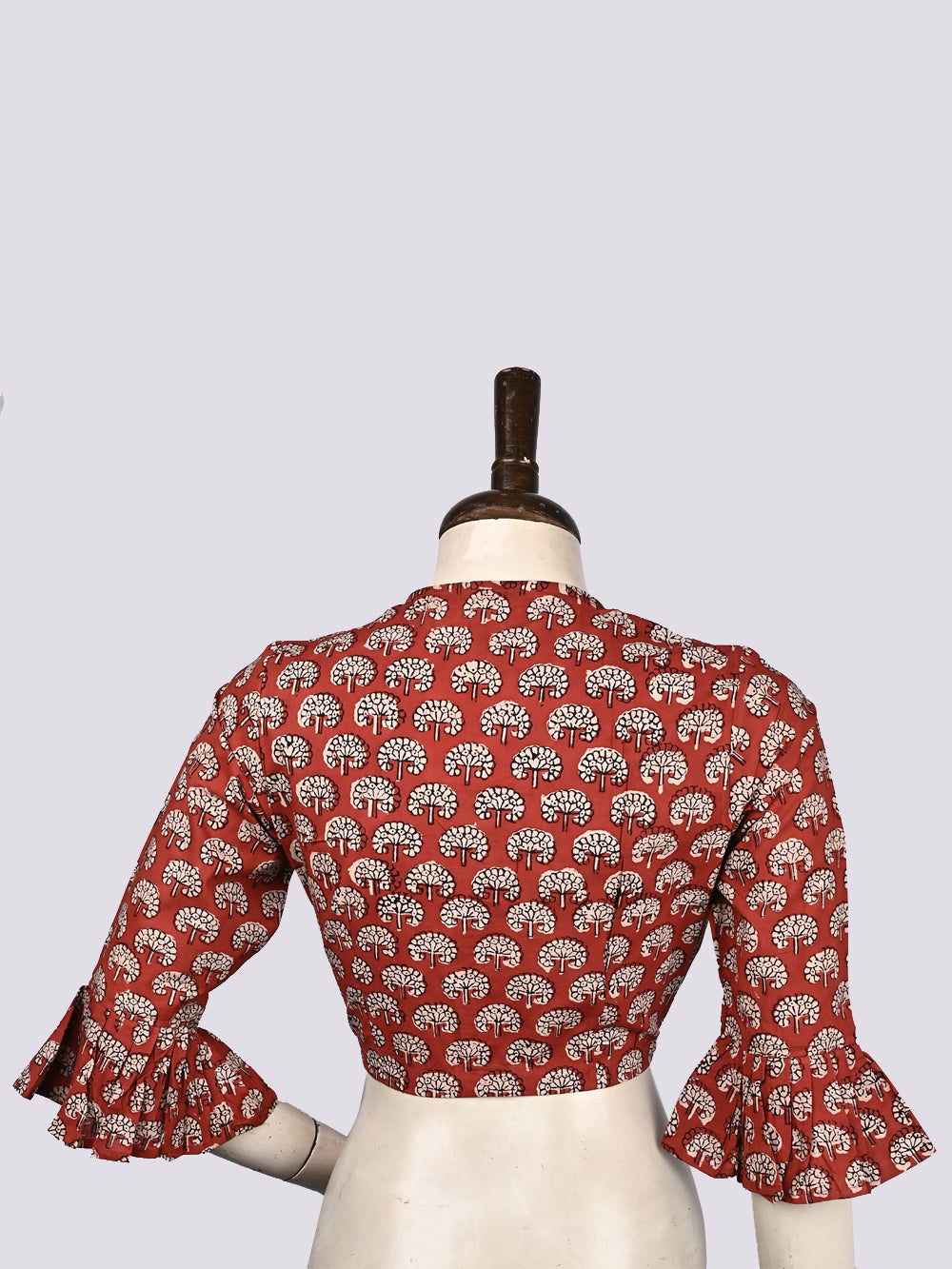 Pankha Floral Bagru Red Hand Block Printed Cotton Blouse