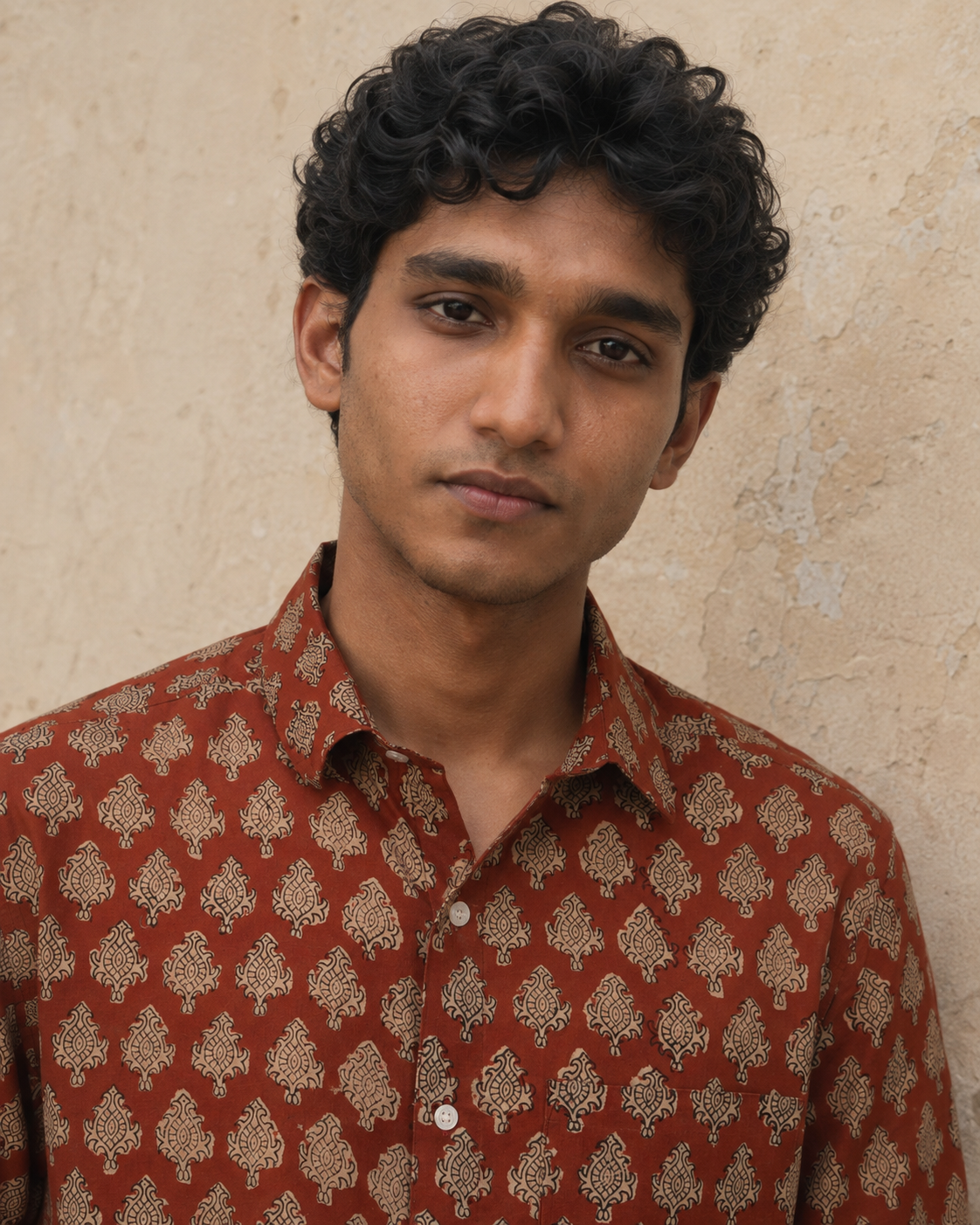 Bagru Red Booti Cotton Mens Half Sleeve Shirts