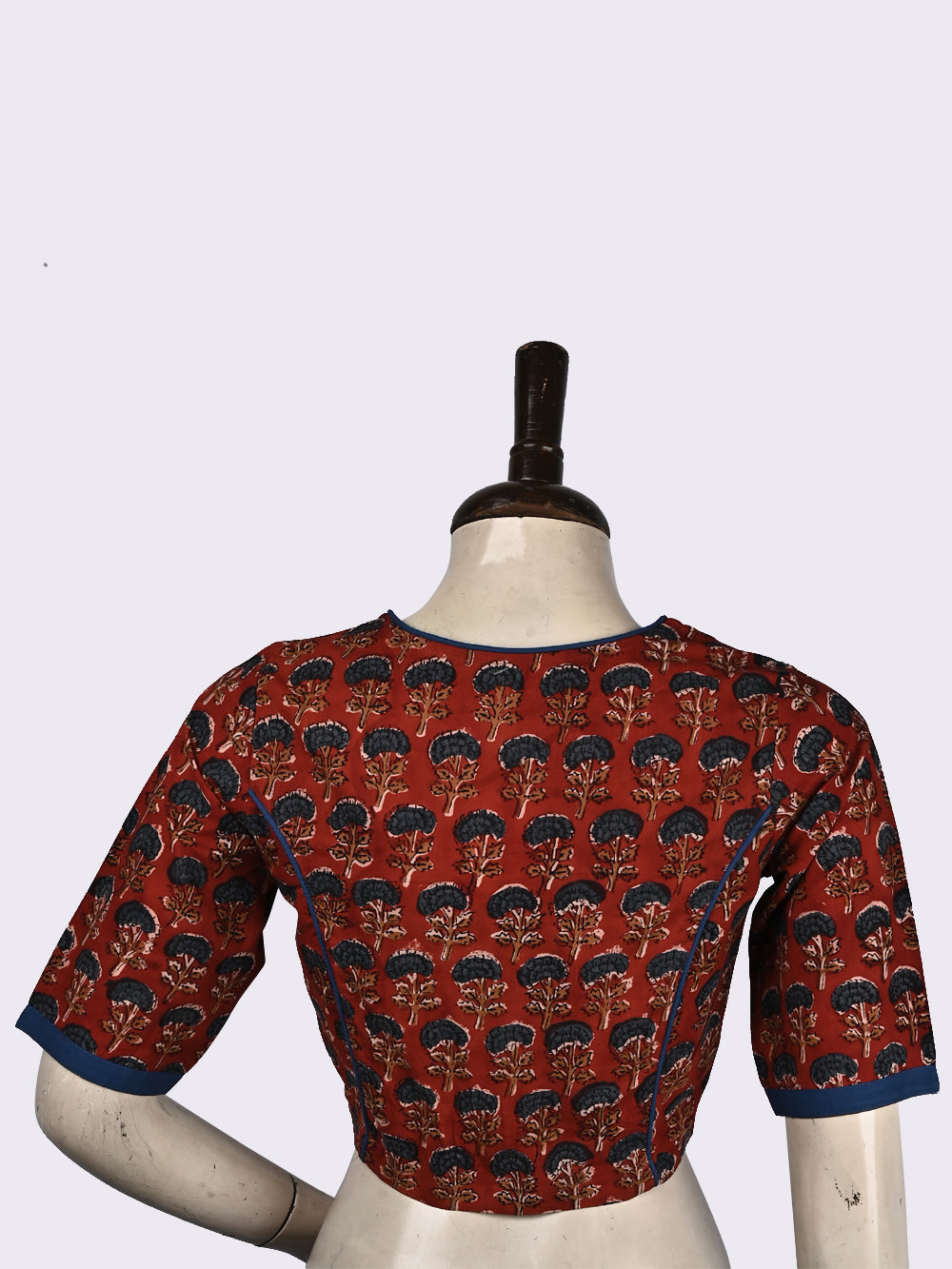 Bagru Red Traditional Motif Princess line Hand Block Printed Cotton Blouse