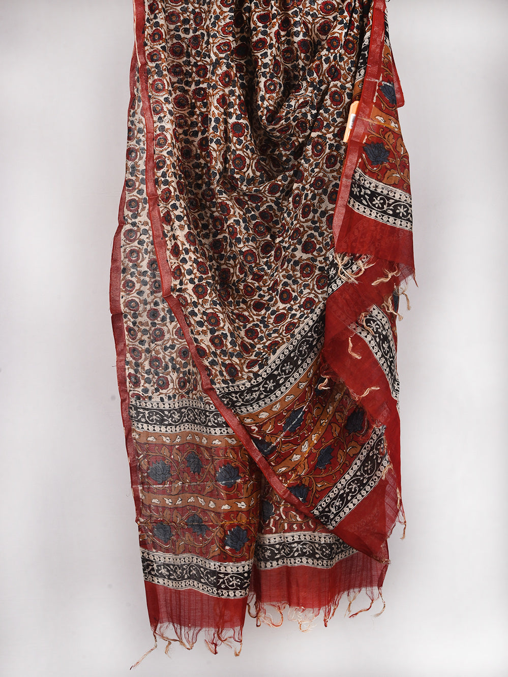 Bagru Jaal Hand Printed Silk Cotton Chanderi Dupatta