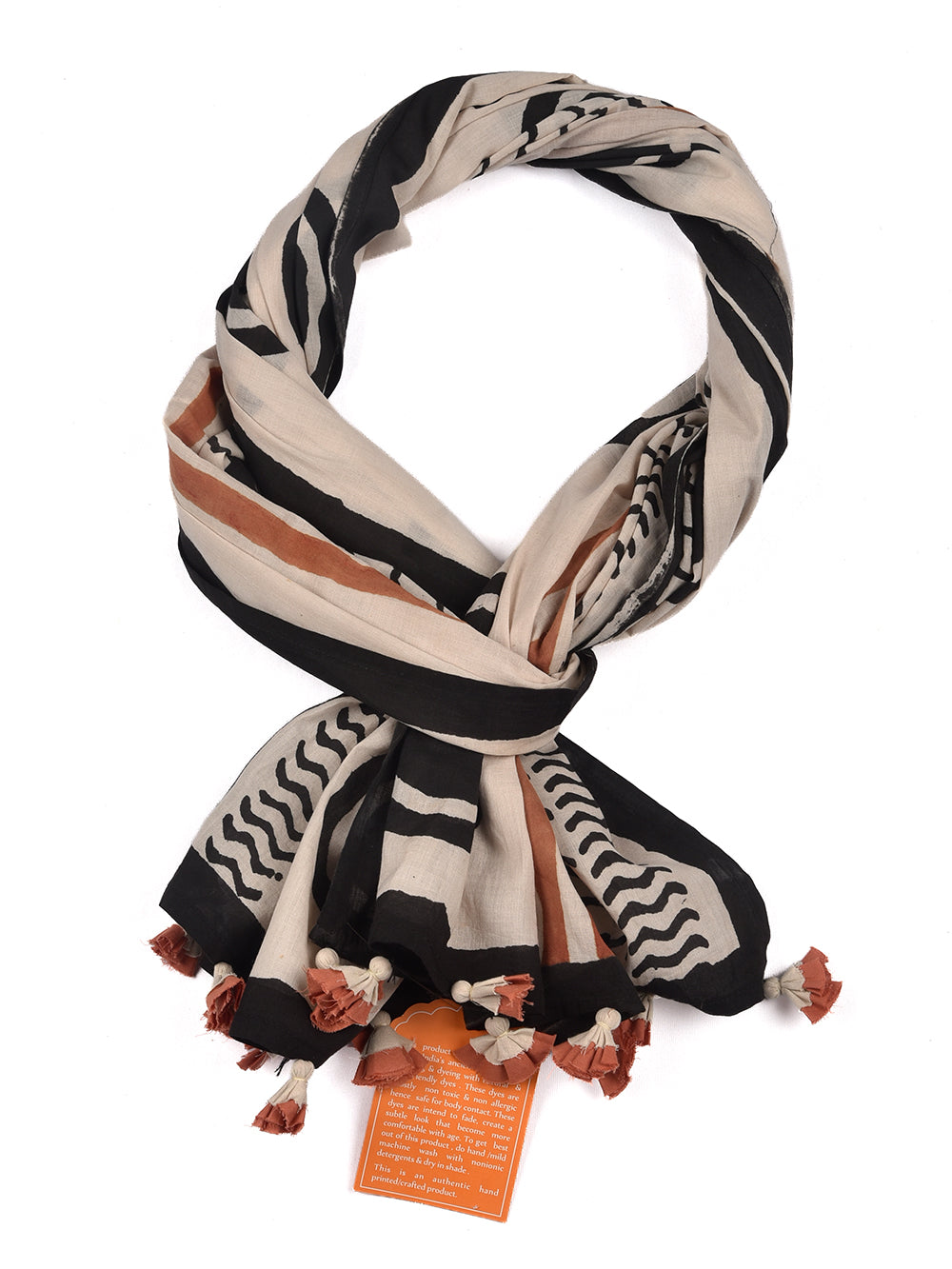 Bagru Concentric Cotton Voile Block Printed Stole