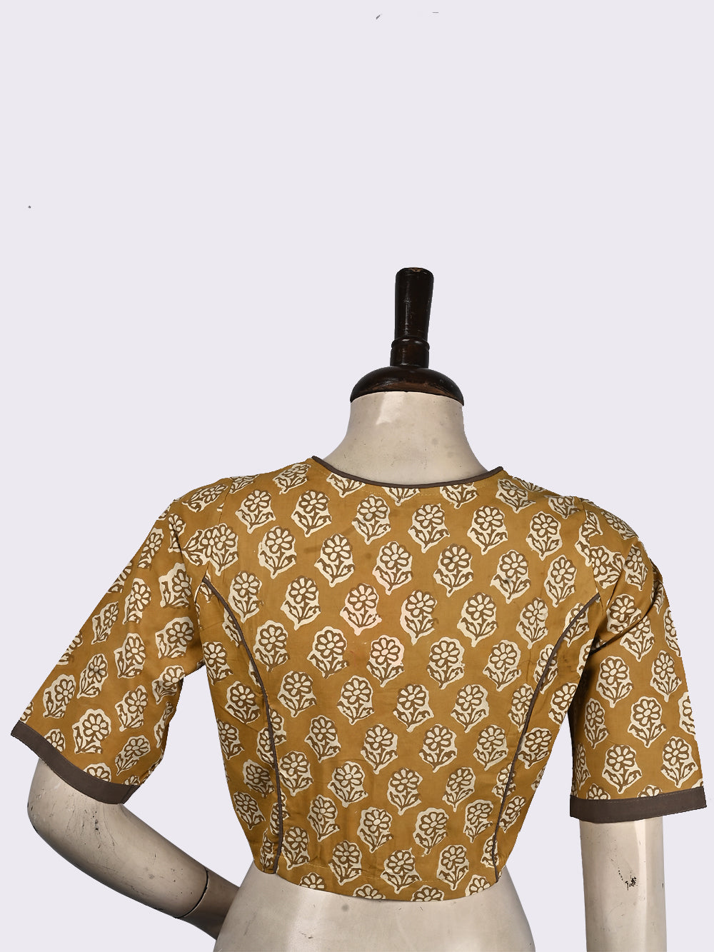 Bagru Yellow Bageecha Flower Princess line Hand Block Printed Cotton Blouse