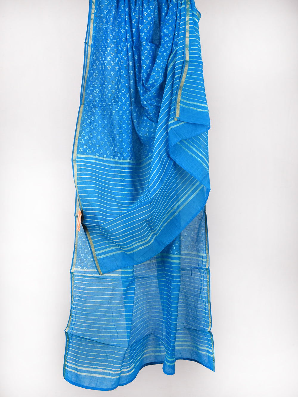 Blue Booti Hand Block Printed Mono Chanderi Dupatta