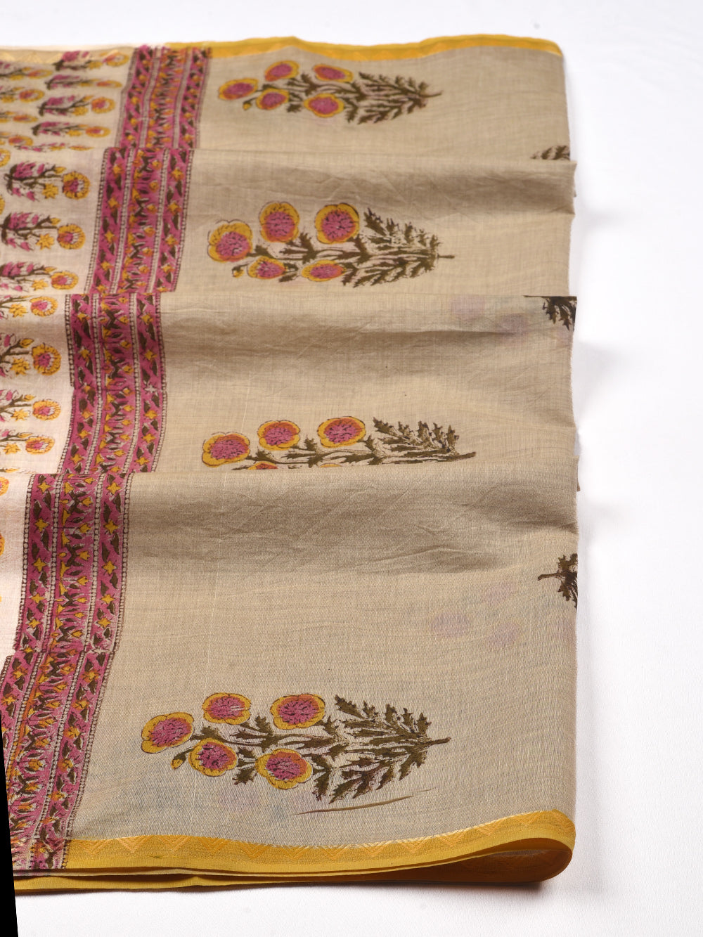 Traditional Boota Hand Block Printed Mono Cotton Chanderi Dupatta