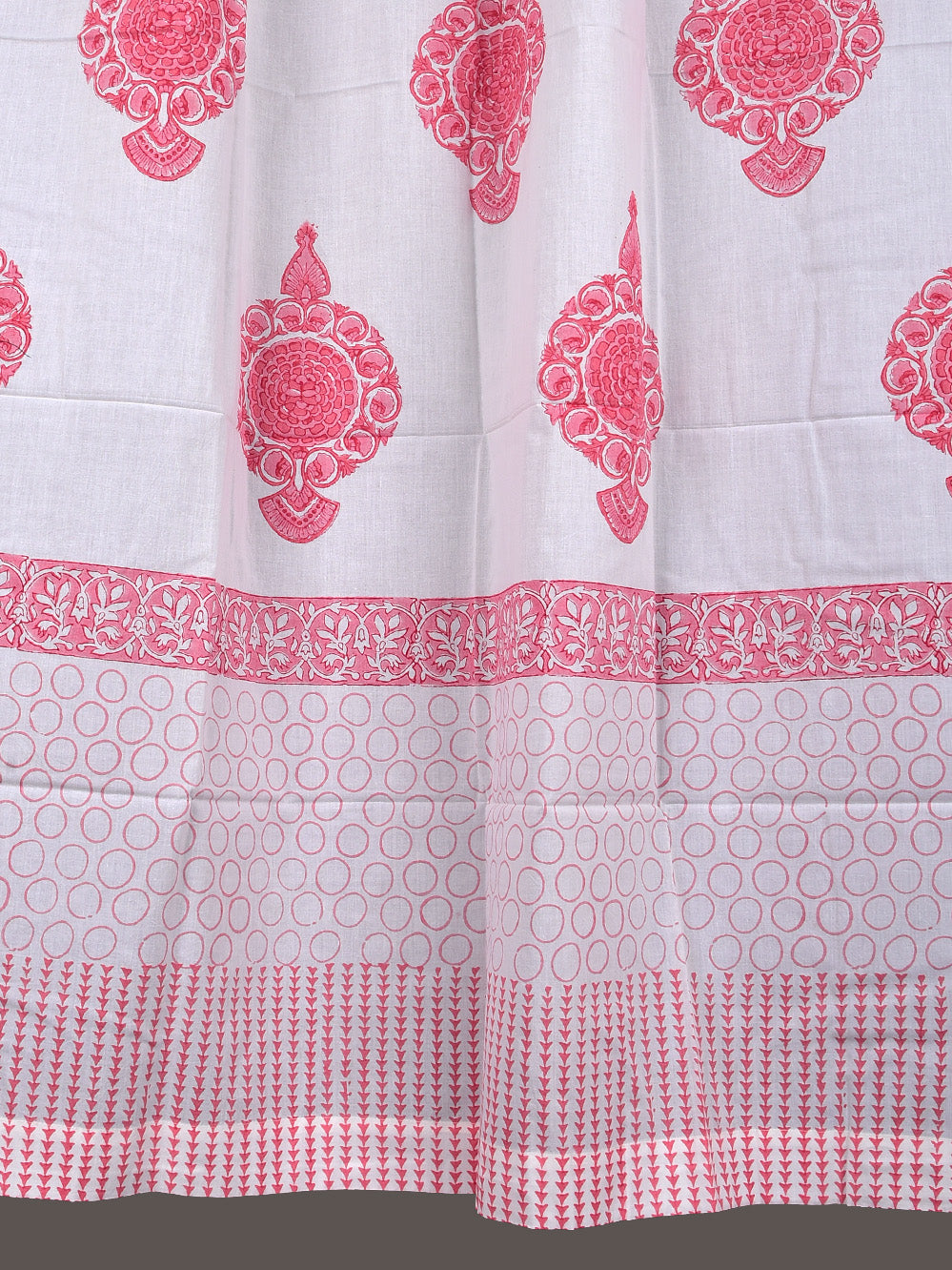 Hand Block Printed Pink Butta Cotton Curtain Set