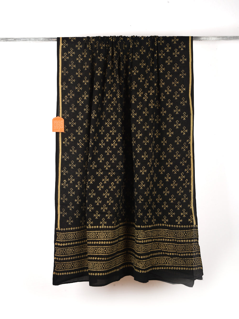 Black African Printed Cotton Dupatta
