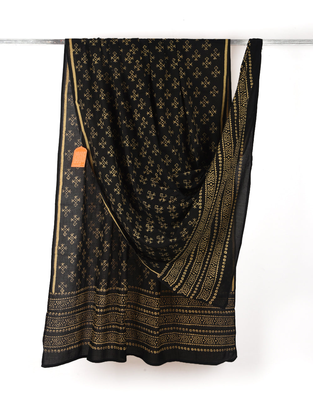 Black African Printed Cotton Dupatta