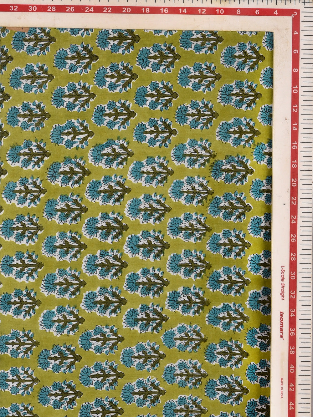 Green Bouquet Booti Cotton Cambric Sanganeri Hand Block Printed Fabric