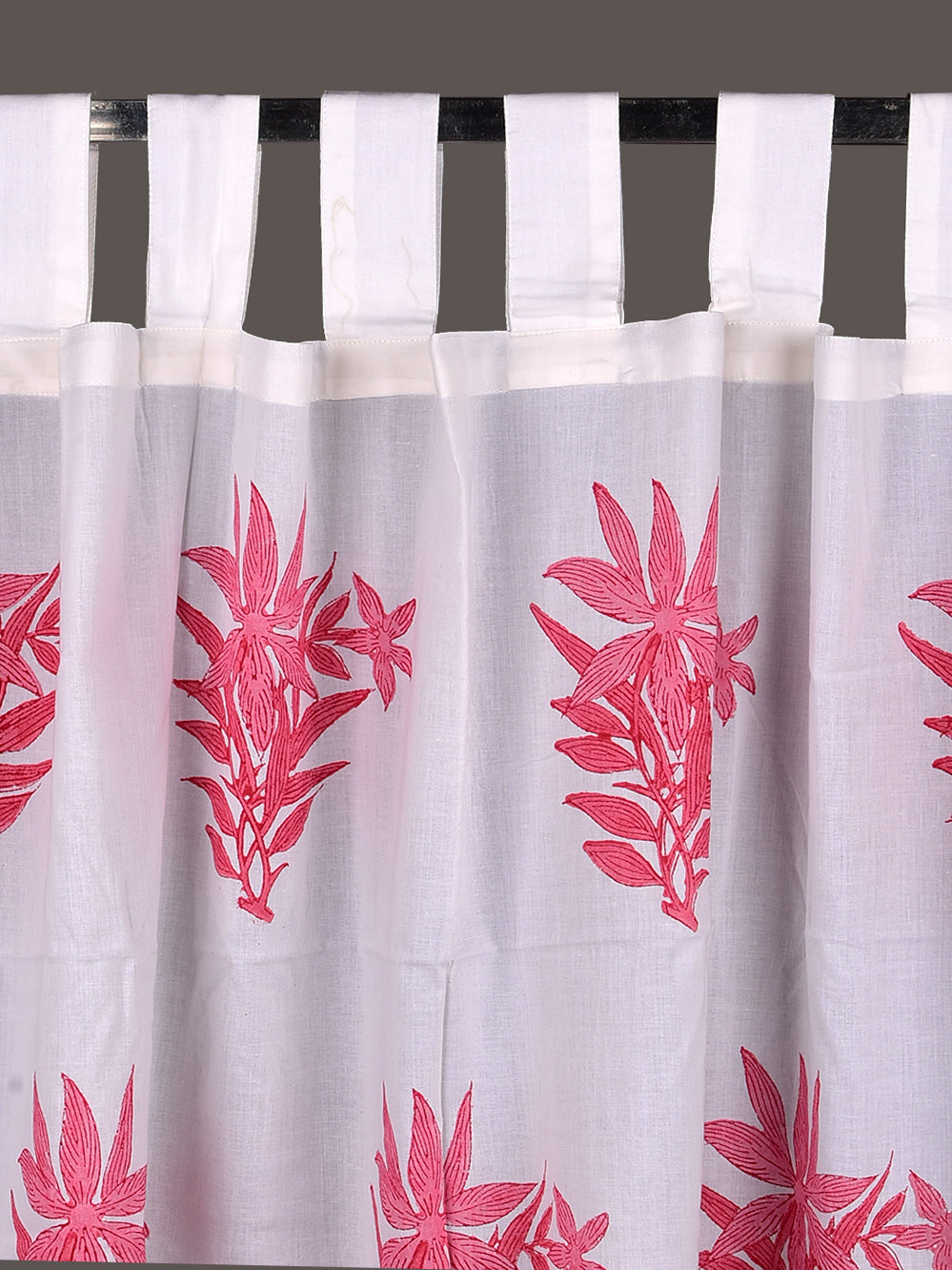 Hand Block Printed Pink Mughal Butta Cotton Curtain Set