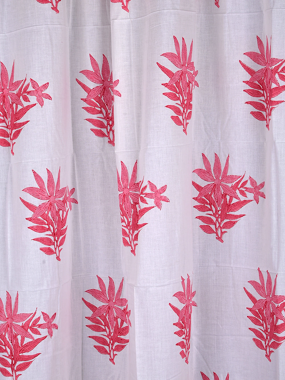 Hand Block Printed Pink Mughal Butta Cotton Curtain Set