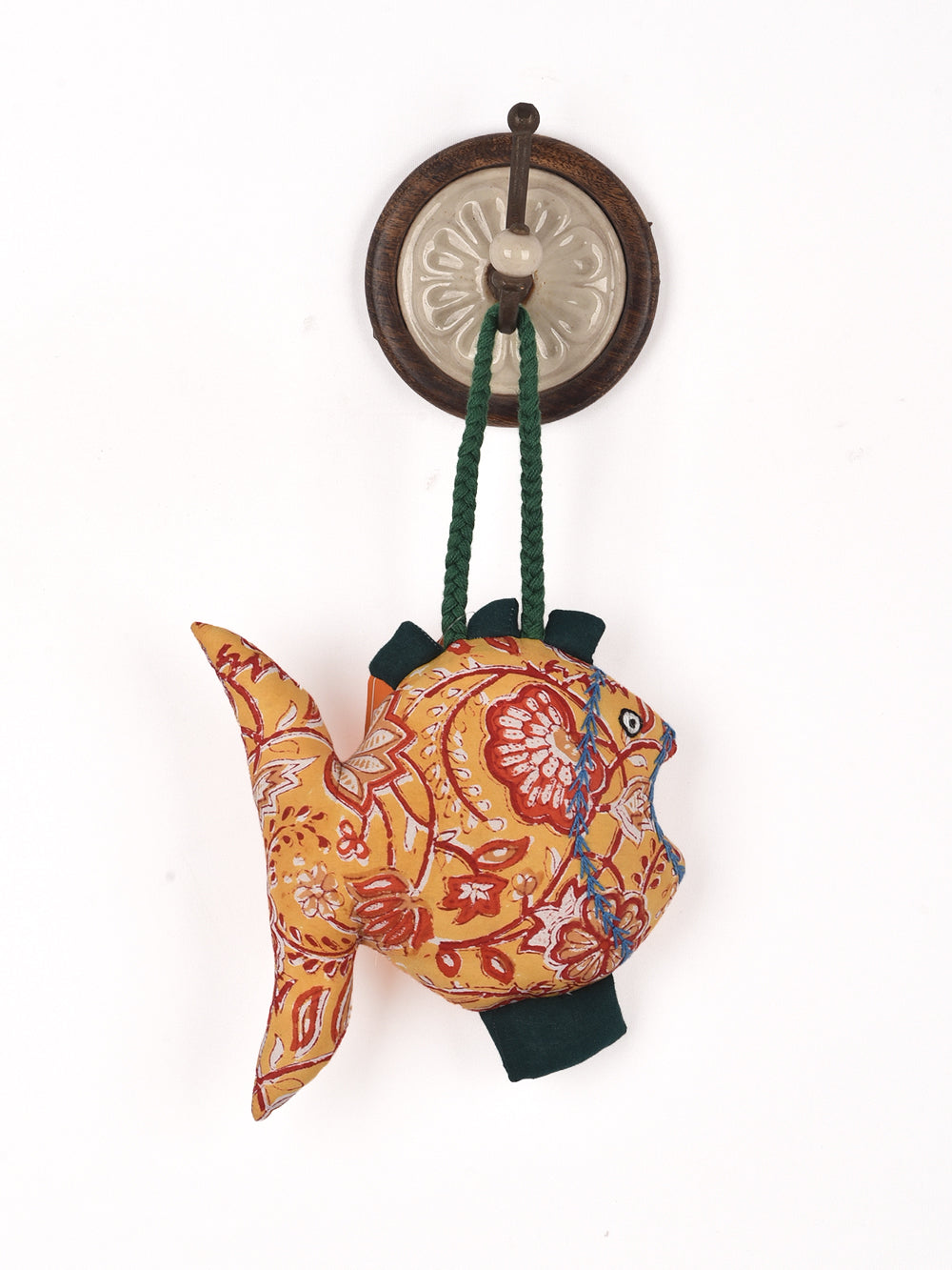 Fish Yellow Hand Block Printed Fabric Soft Toy
