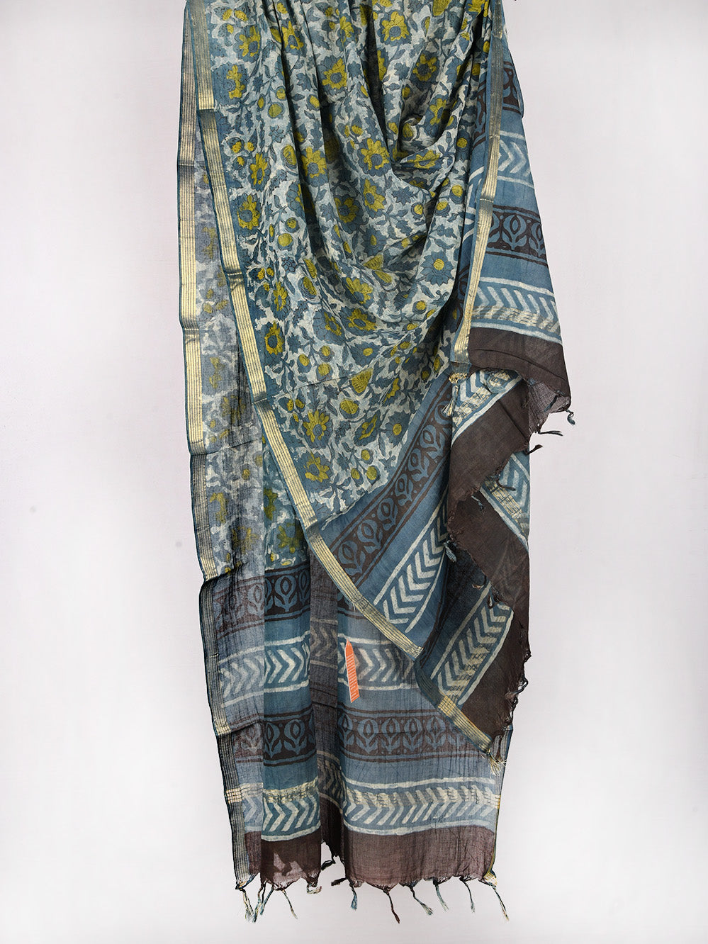 Multani Jaal Hand Block Printed Silk Cotton Chanderi Dupatta