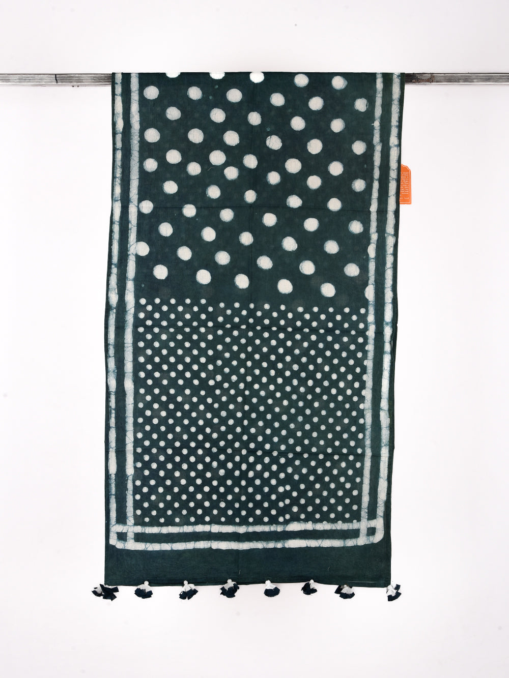 Green Dabu Bindu Cotton Voile Block Printed Stole