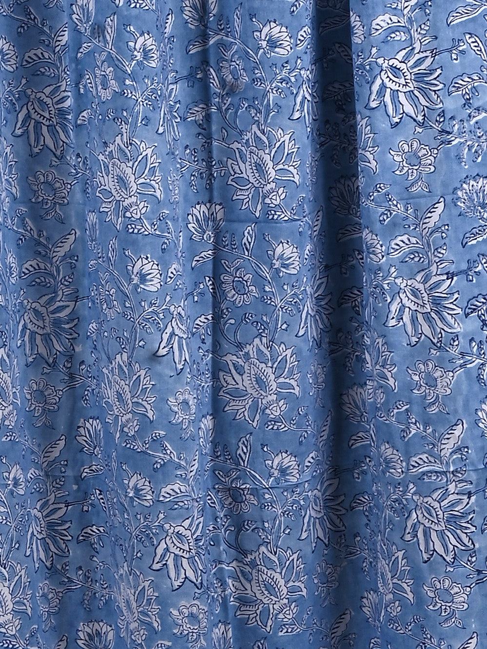 Hand Block Printed Blue Ethnic Cotton Curtain Set