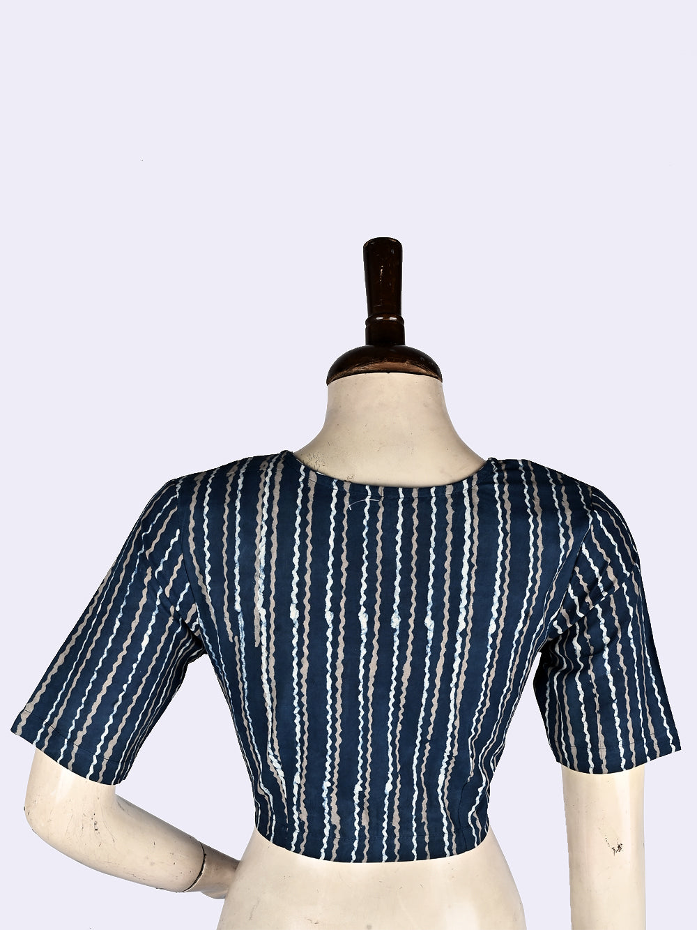 Indigo Angrakha Hand Block Printed Cotton Blouse