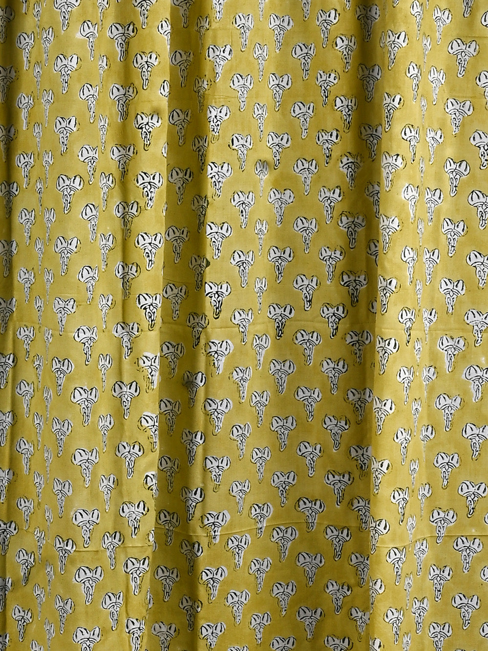 Hand Block Printed Green Ghungroo Cotton Curtain Set