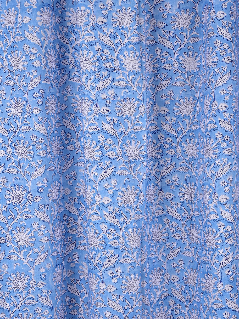 Hand Block Printed Blue Bagaan Cotton Curtain Set