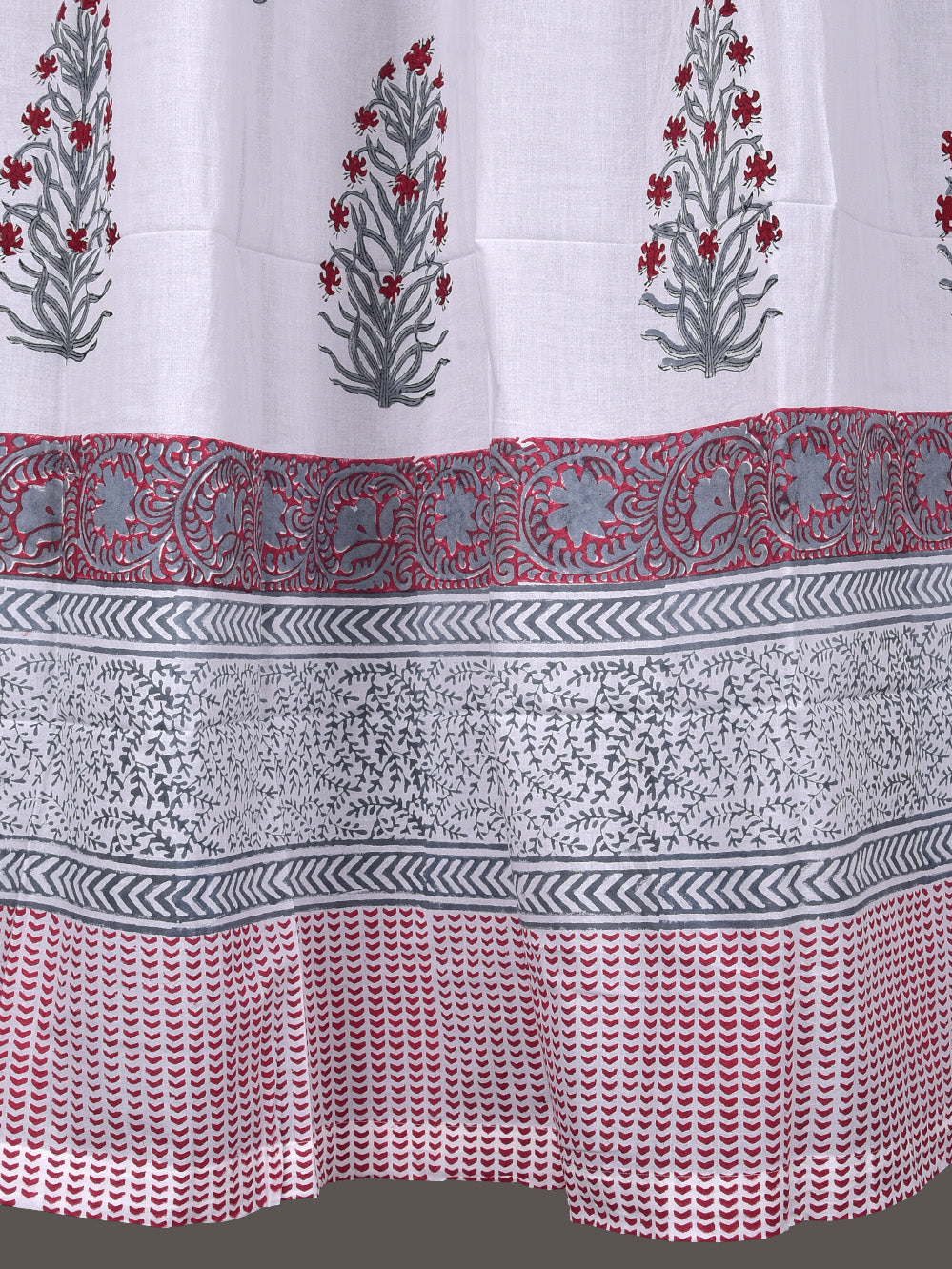 Hand Block Printed Amber Mughal Boota Cotton Curtain Set