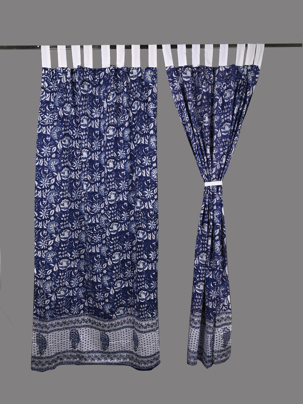 Hand Block Printed Raatrani Chintz Cotton Curtain Set