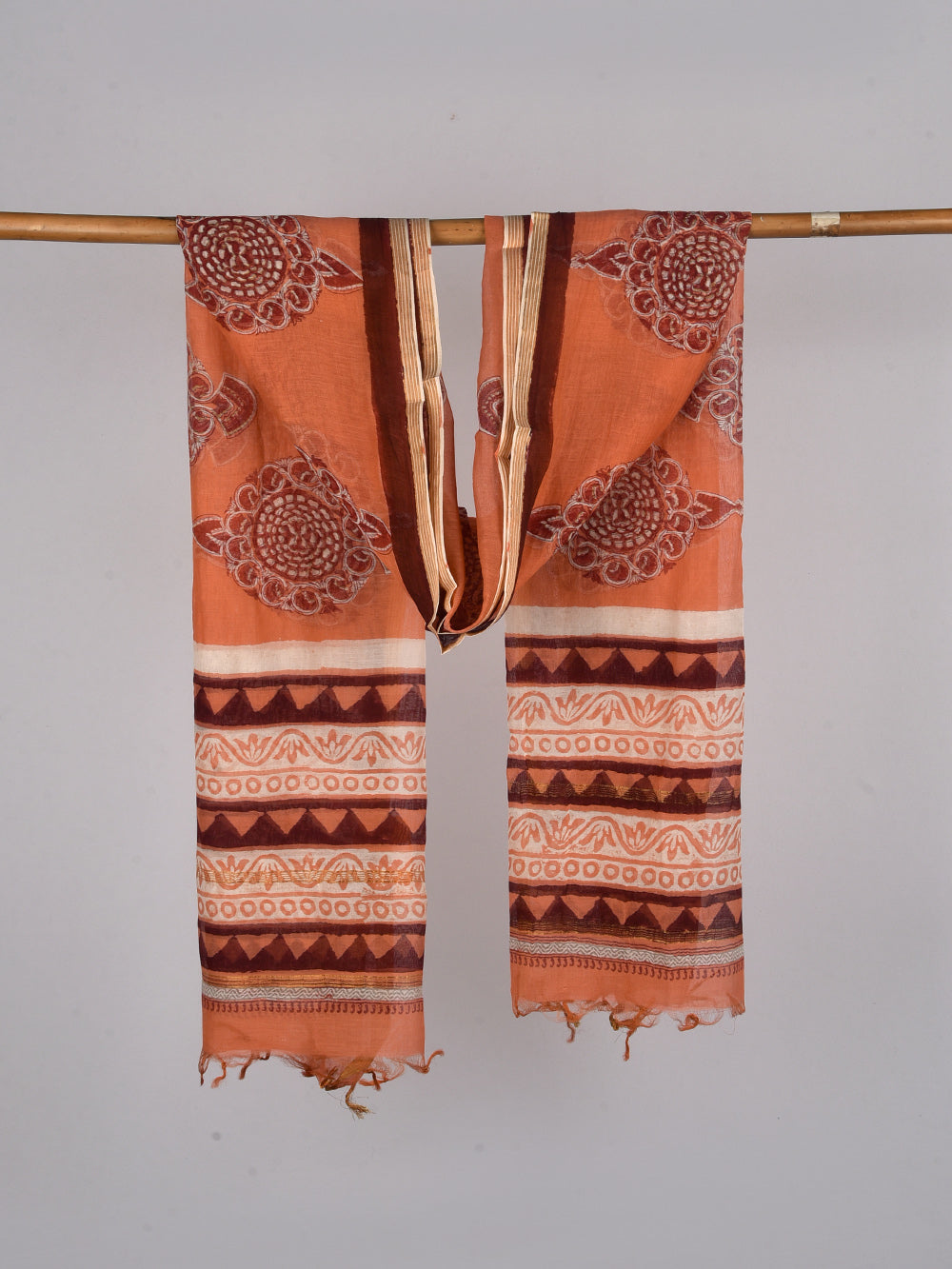 Gol Boota Hand Block Printed Silk Cotton Chanderi Dupatta