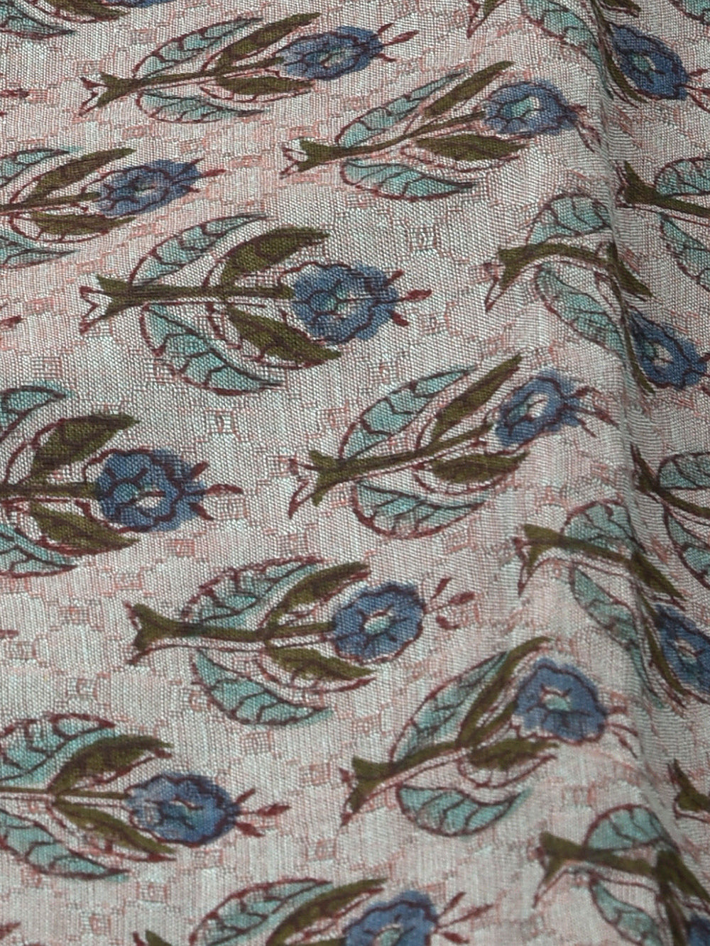 Steel Blue Buti Cotton Dobby Mangalgiri Sanganeri Hand Block Printed Fabric