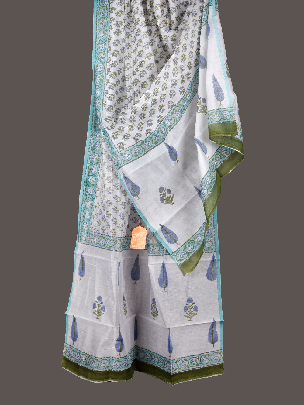 Mughal Booti Hand Block Printed Silk Cotton Chanderi Dupatta