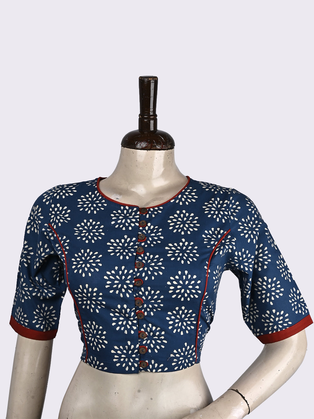 Blue Firecracker Princess line Hand Block Printed Cotton Blouse