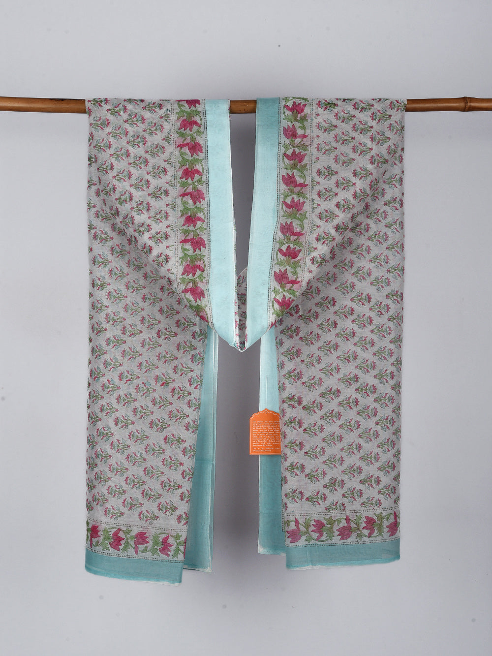 Booti Hand Block Printed Silk Cotton Chanderi Dupatta