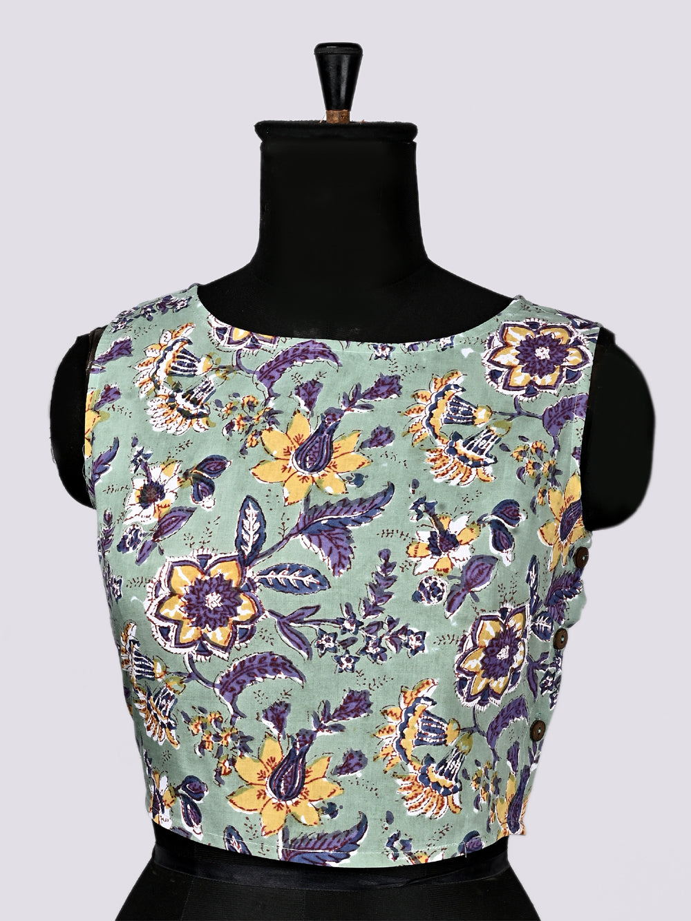 Floral Chintz Hand Block Printed Sleeveless Printed Cotton Blouse