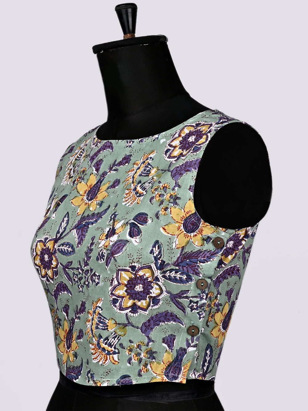 Floral Chintz Hand Block Printed Sleeveless Printed Cotton Blouse