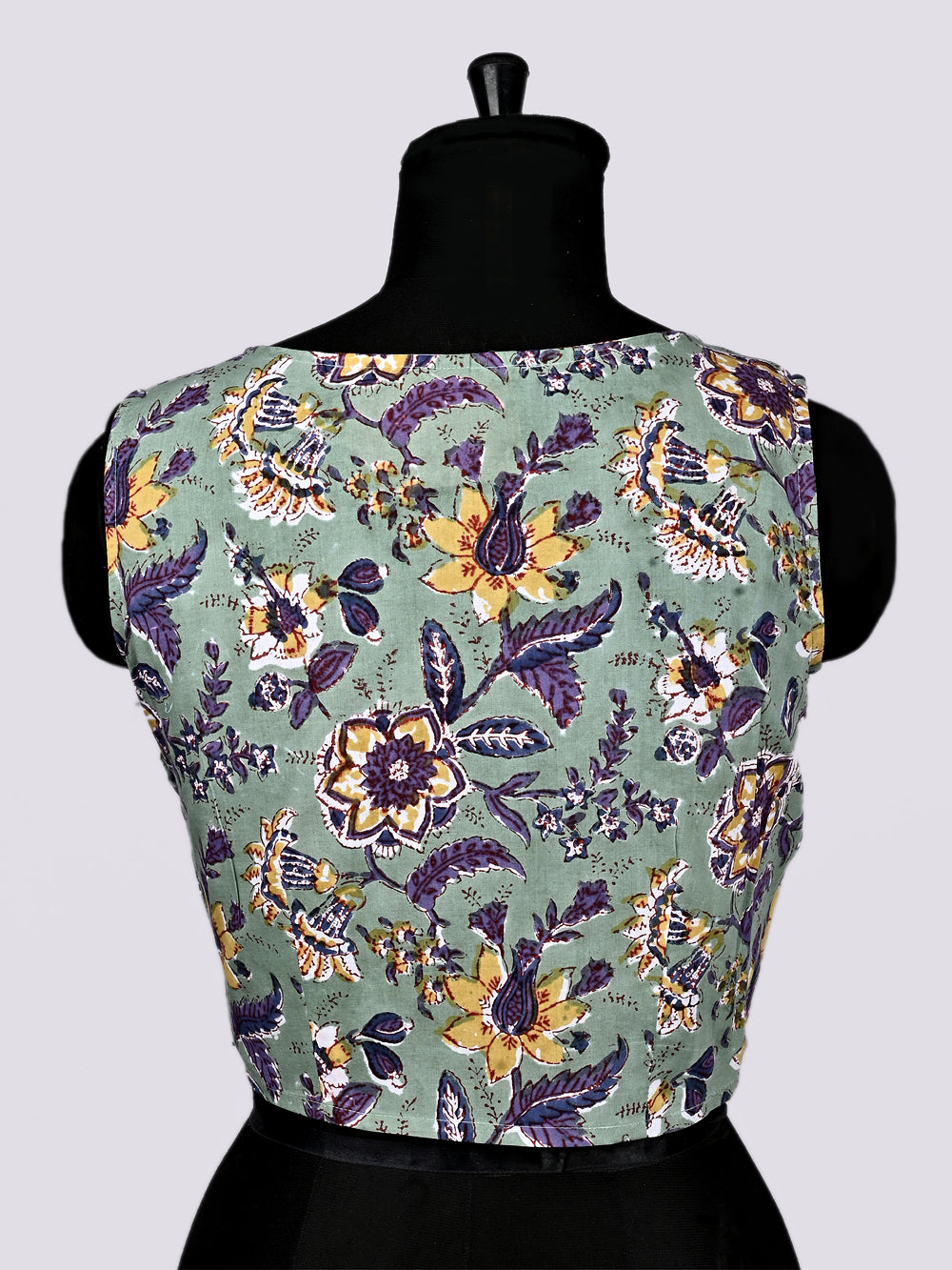 Floral Chintz Hand Block Printed Sleeveless Printed Cotton Blouse