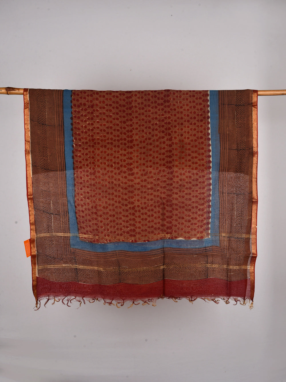 Geometric Hand Block Printed Silk Cotton Chanderi Dupatta