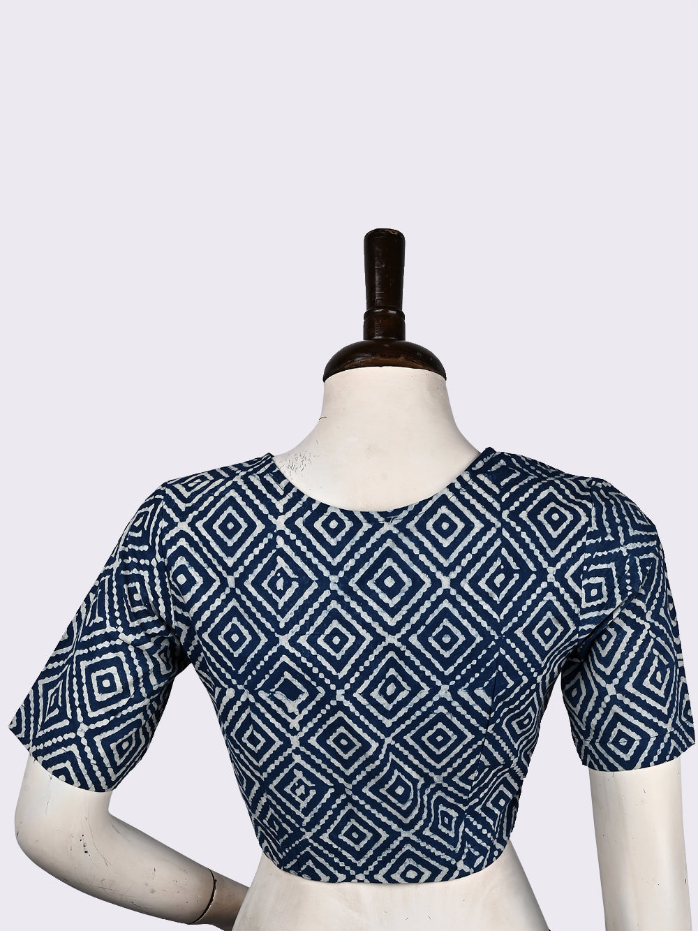 Daboo Indigo Chaukor V-neck Hand Block Printed Cotton Blouse