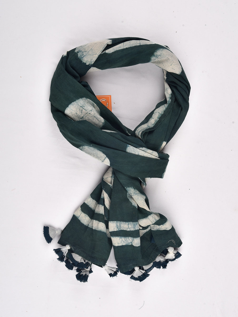 Green Dabu Chand Cotton Voile Block Printed Stole