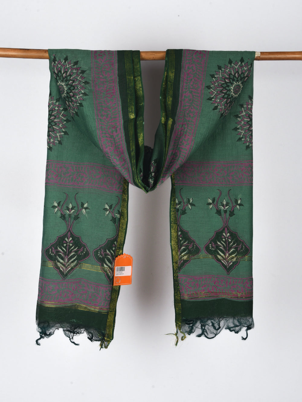 Mandala Hand Block Printed Silk Cotton Chanderi Dupatta