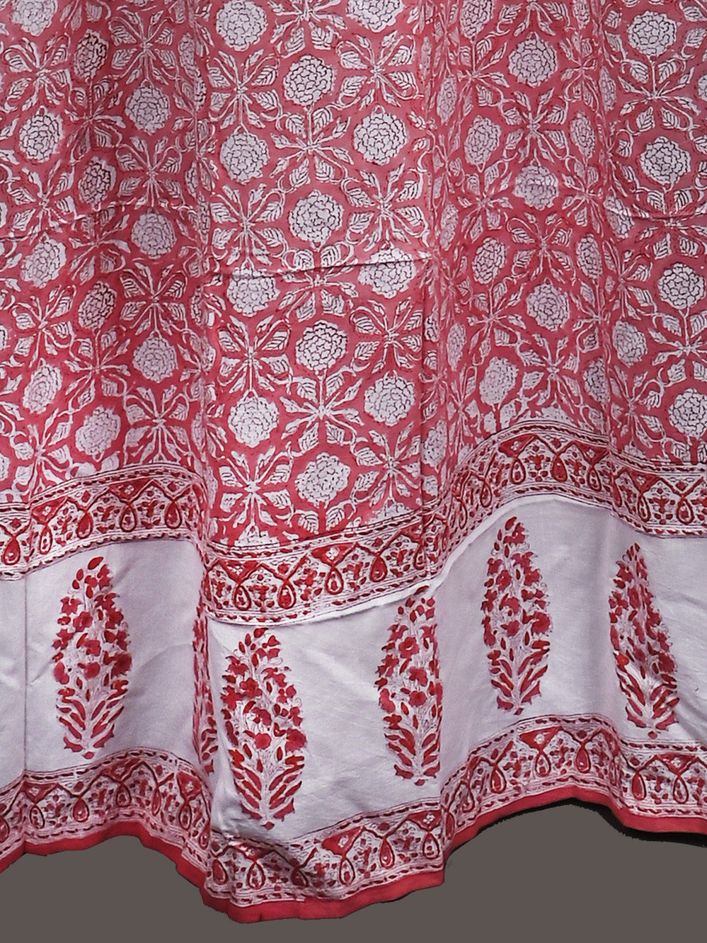 Hand Block Printed Gulabi Mogra Cotton Curtain Set