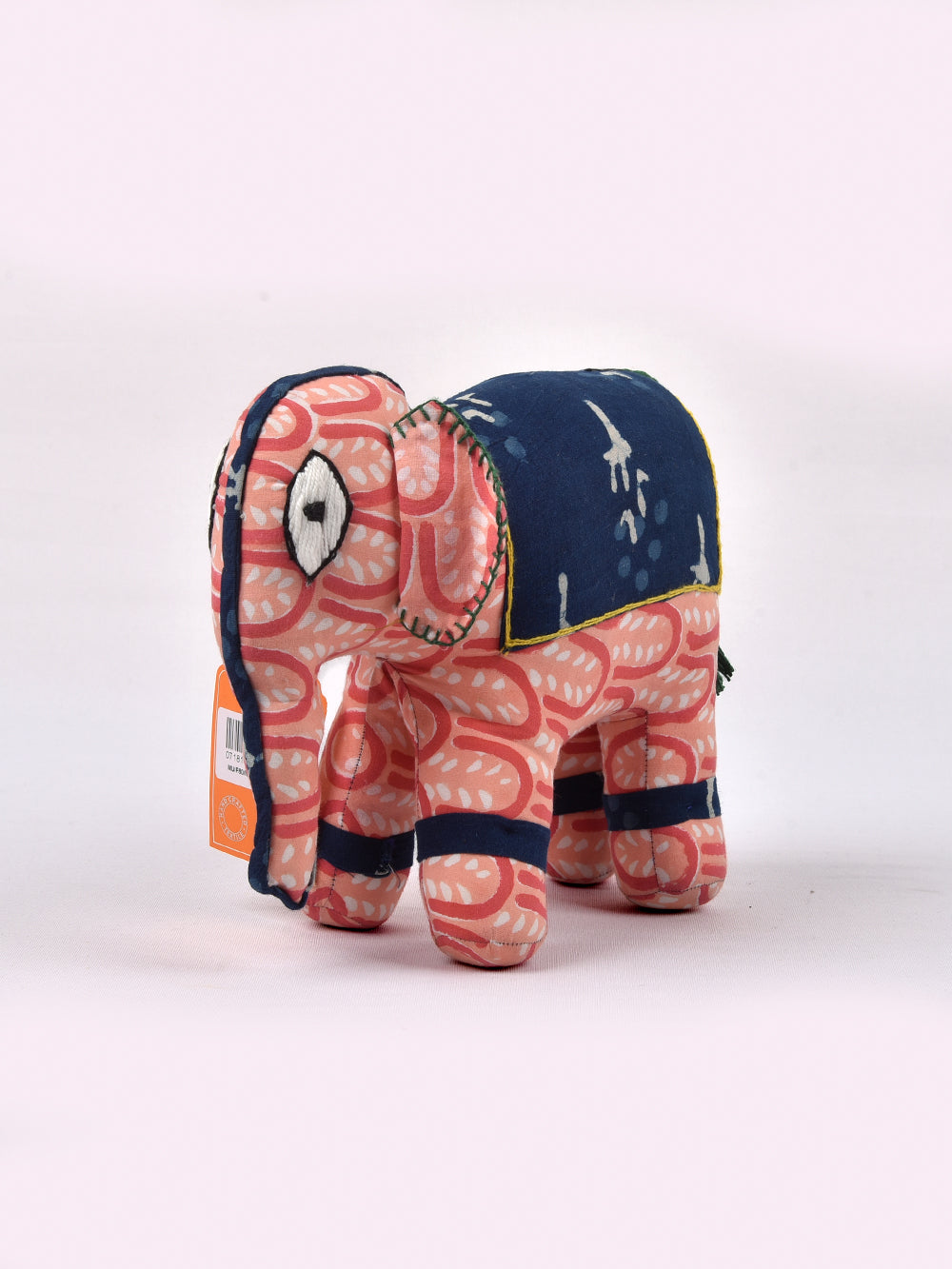 Elephant Pink-Indigo Hand Block Printed Fabric Soft Toy