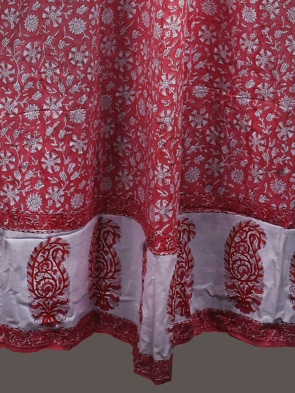 Hand Block Printed Gulabi Floral Cotton Curtain Set