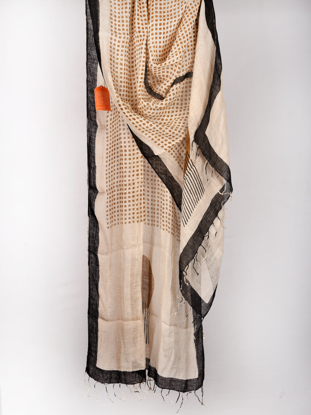 Bagru Sun Hand Printed Pure Linen Dupatta