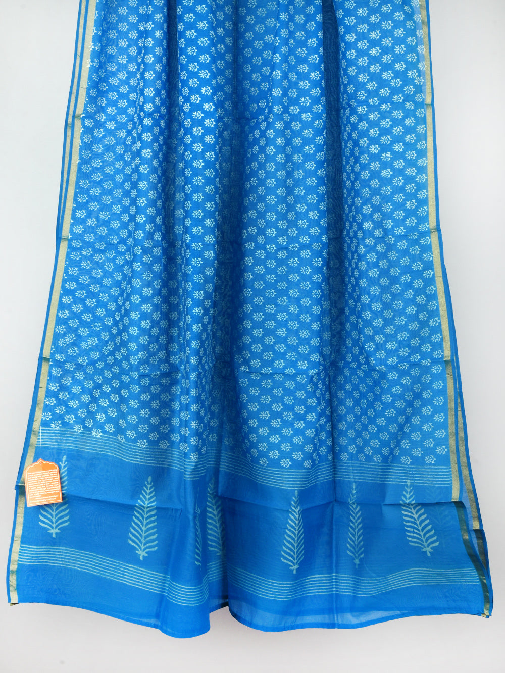 Blue Choti Booti Hand Block Printed Mono Chanderi Dupatta