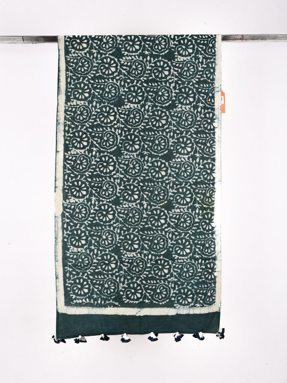 Green Dabu doodle Jaal Cotton Voile Block Printed Stole