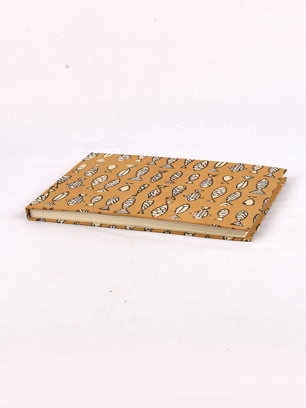 Bagru Yellow Fish Handmade A4 Landscape Notebook