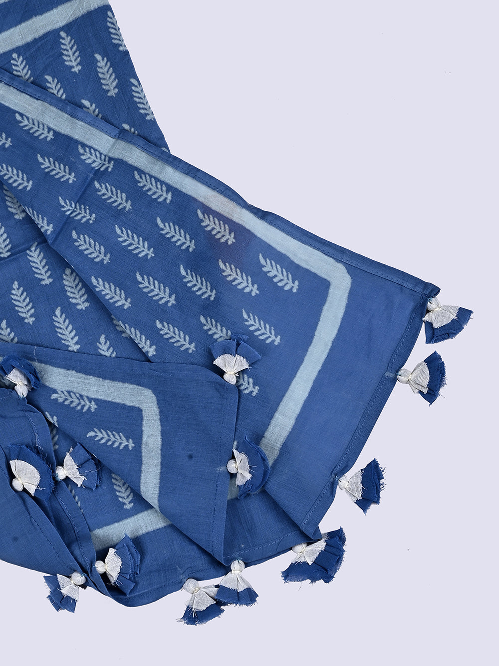 Blue Stripes - Booti Cotton Voile Block Printed Stole