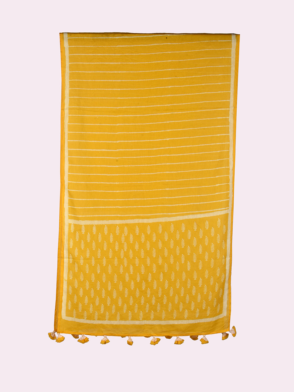 Sunshine Stripes-Booti Cotton Voile Block Printed Stole