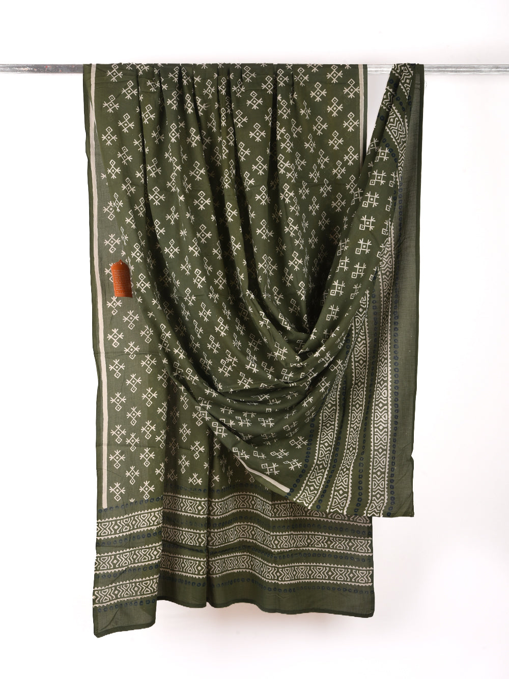 Forest Green African Printed Cotton Dupatta