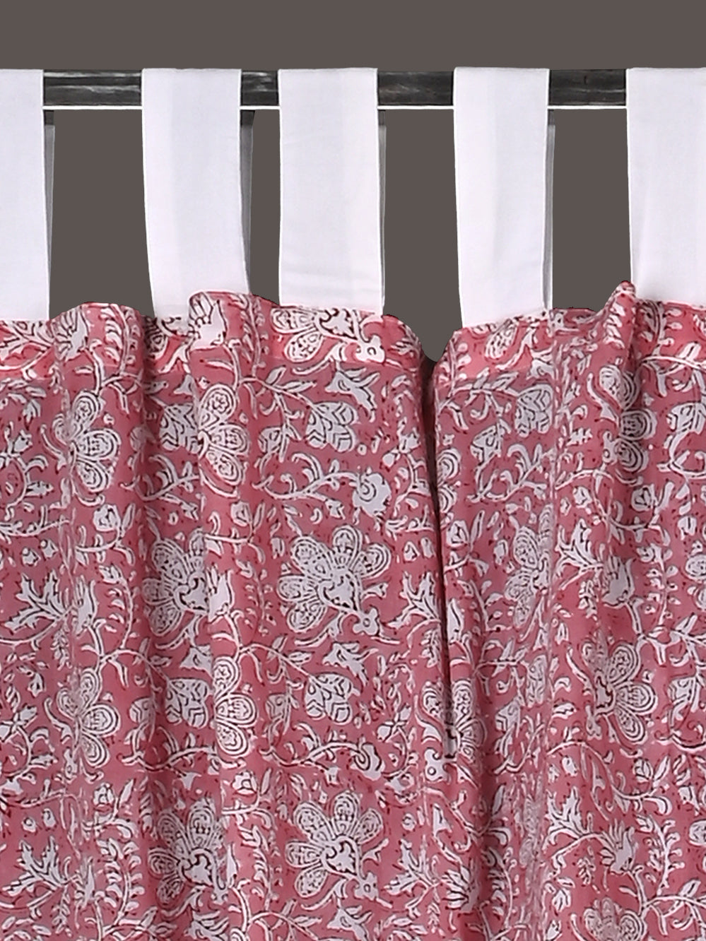 Hand Block Printed Gulabi Chintz Cotton Curtain Set