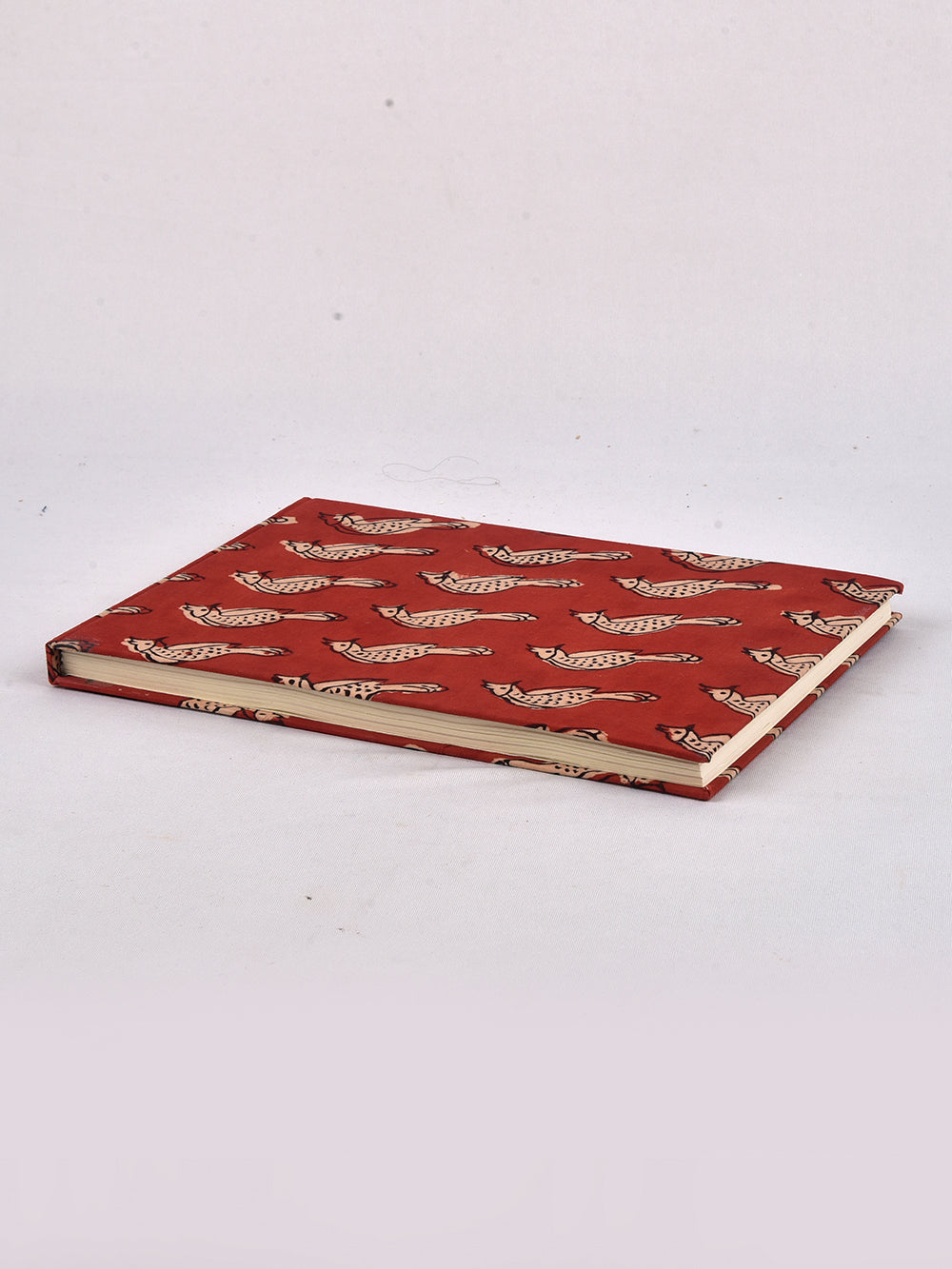 Bagru Red Bird Handmade A4 Landscape Notebook