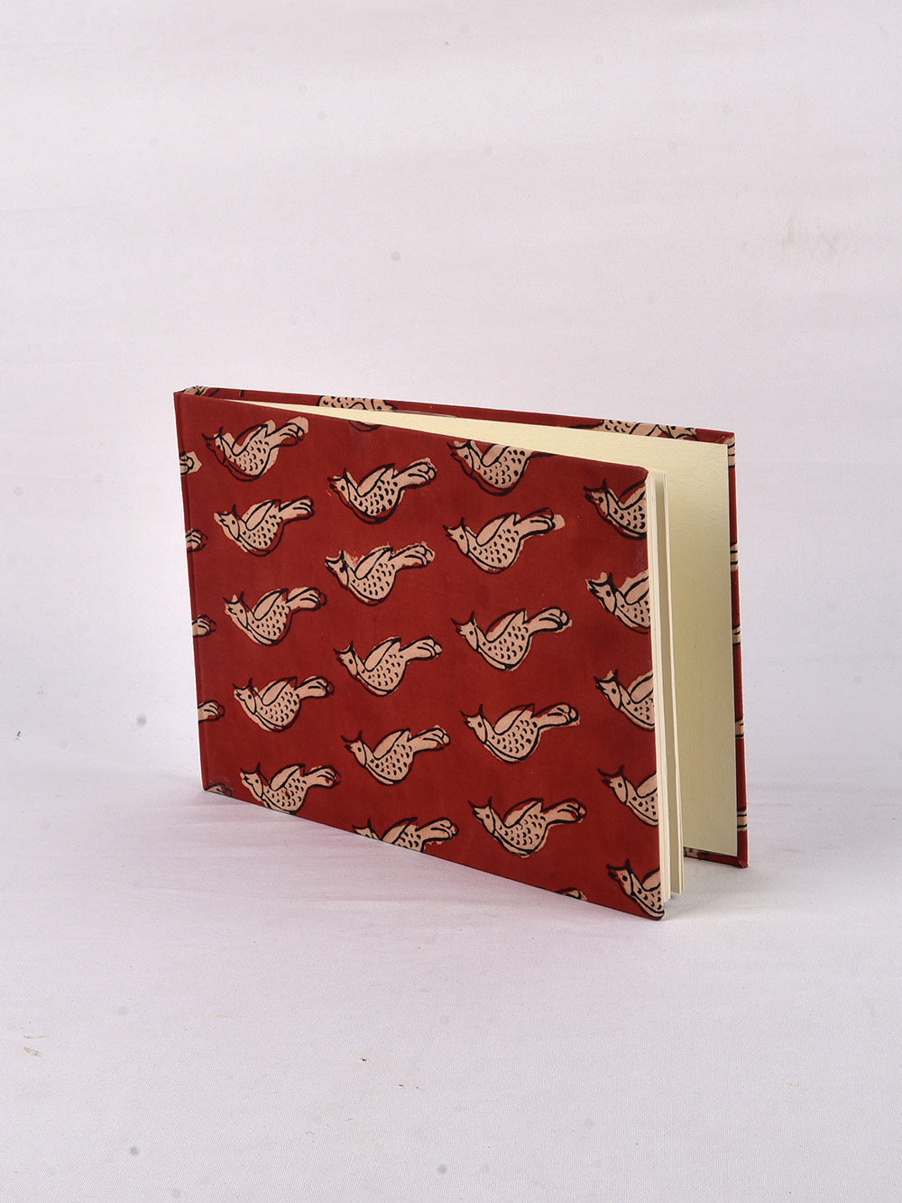 Bagru Red Bird Handmade A4 Landscape Notebook